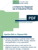 Quality Criteria For Deepwell Disposal of Industrial Fluids: Watertech 2012