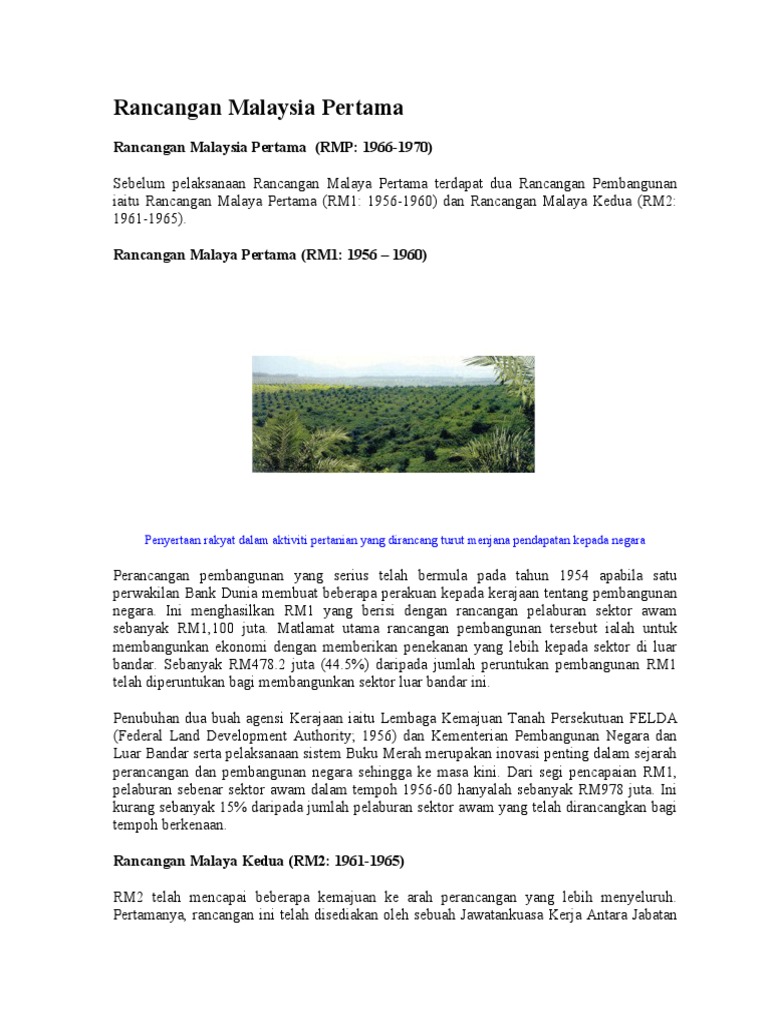 Rancangan Malaysia Pertama Pdf