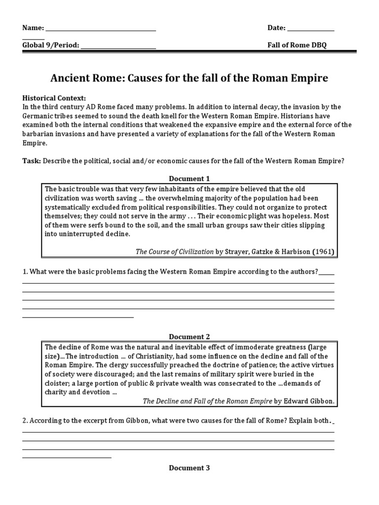 Ancient Rome: Causes For The Fall of The Roman Empire | PDF | Roman ...