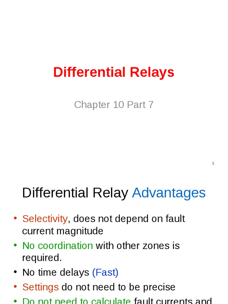 Differential Relays Chapter 10 Part 7 PDF Power (Physics