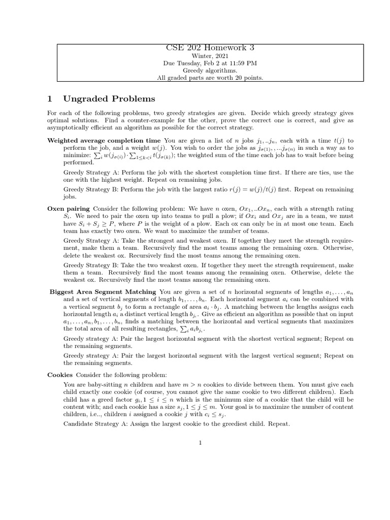 Greedy Algorithms for Optimization Problems | PDF | Combinatorics ...