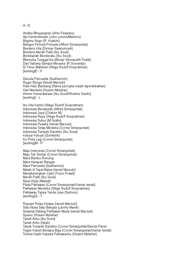 Rayuan Pulau Kelapa Not Angka Koleksi Not Angka