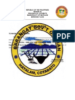 Certification: Republic of The Philippines Region Xii Province of Cotabato Municipality of Matalam Barangay Ilian