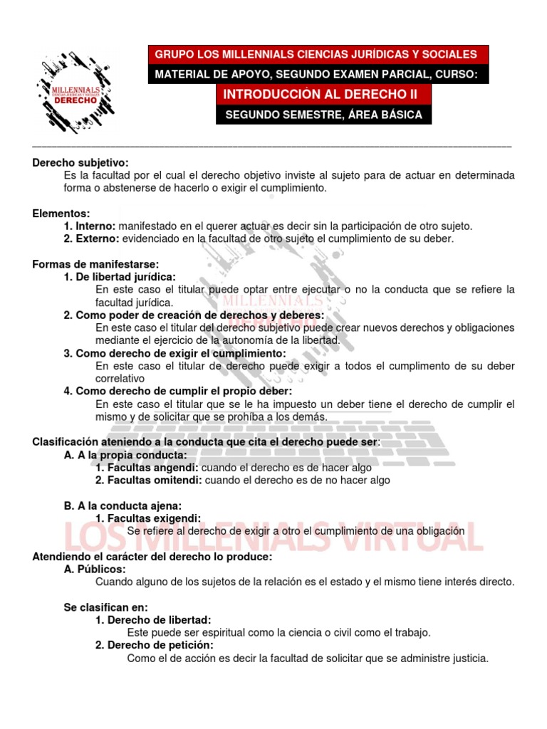 Material de apoyo segundo parcial Derecho II | PDF | Jurisdicción ...