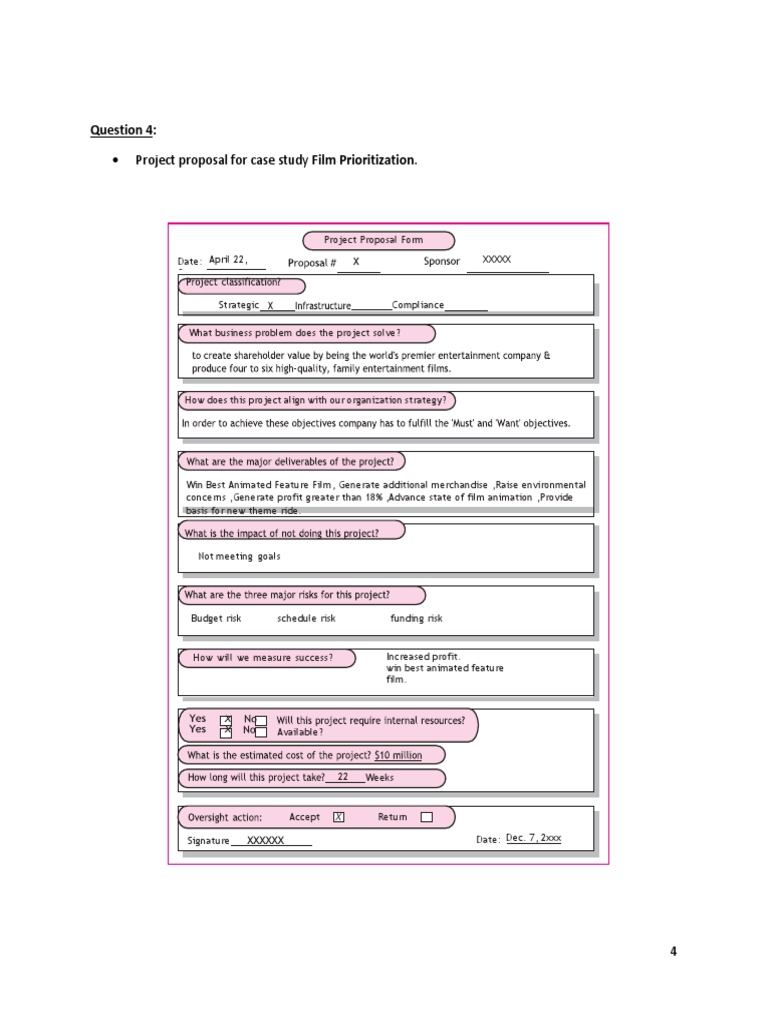 Project Proposal For Case Study Film Prioritization | PDF | Risk | Business
