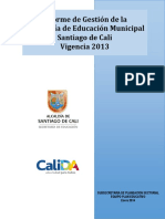 Informe de Gestión de La Secretaría de Educación Municipal Santiago de Cali