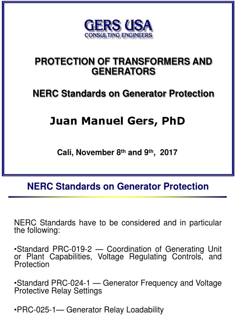 Generator Protection Standards Guide | PDF | Steady State | Electric ...