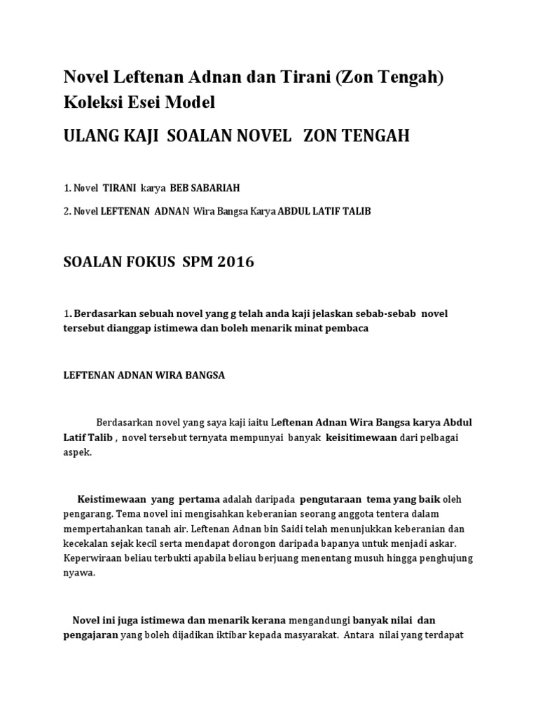 Novel Leftenan Adnan Dan Tirani Pdf