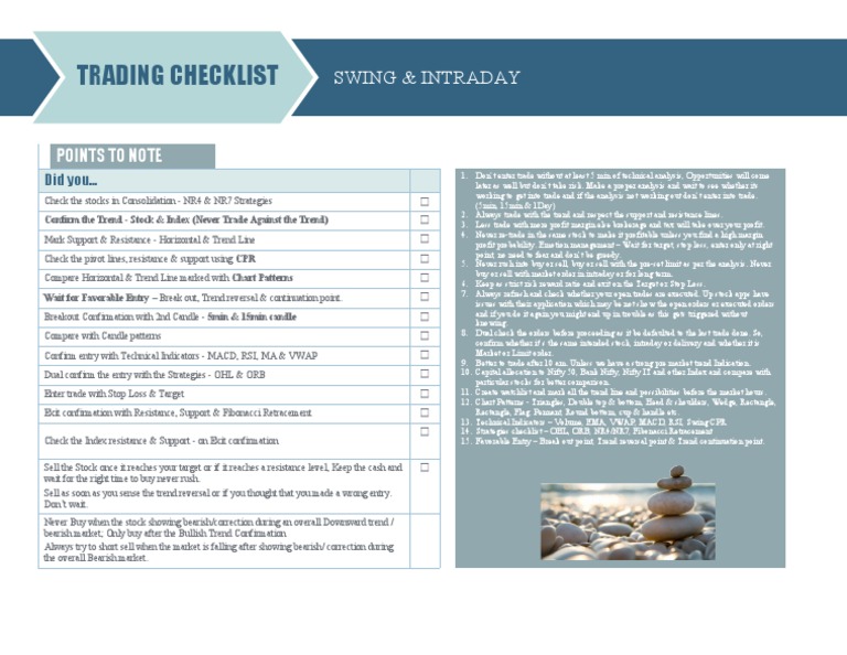 Trading Checklist: Swing Intraday PDF Day Trading Market Trend