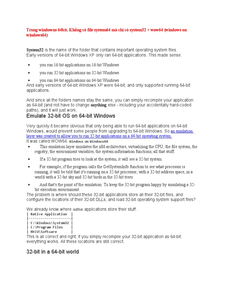 Emulate 32-Bit OS On 64-Bit Windows: System32 Is The Name of The Folder ...