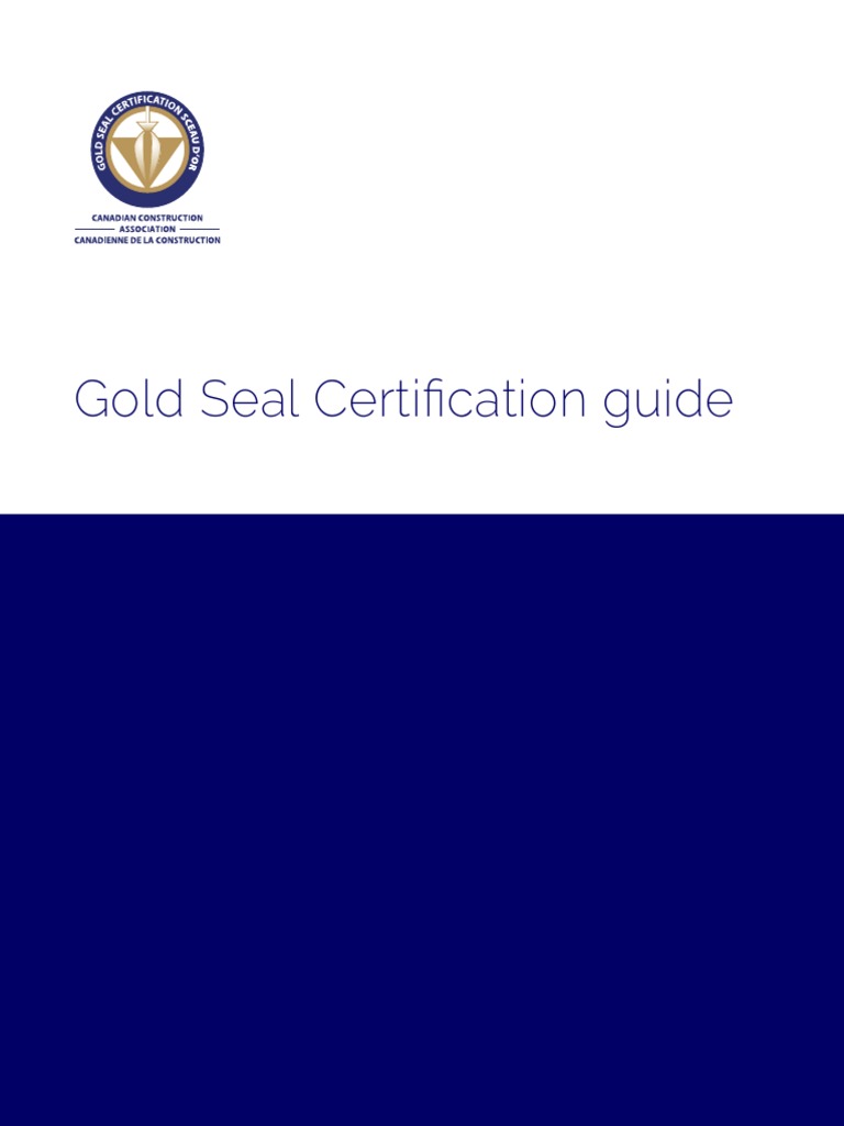Gold Seal Certification Guide PDF Occupational Safety And Health
