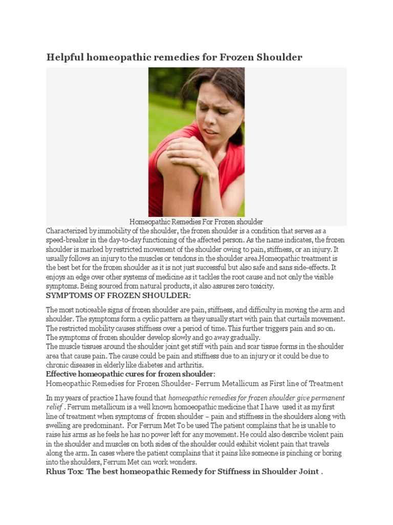 Helpful Homeopathic Remedies For Frozen Shoulder PDF Shoulder