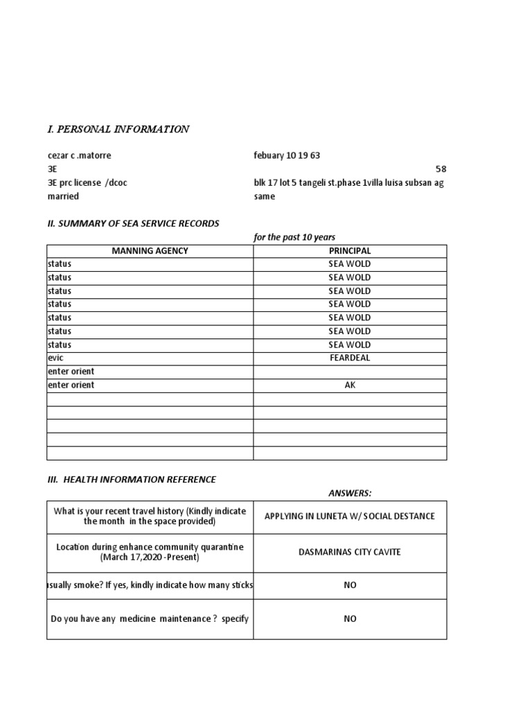DCOC Application for Seafarers | PDF | Internal Combustion Engine | Engines