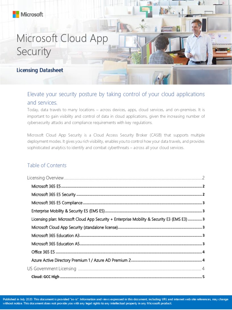 Microsoft Cloud App Security Licensing Datasheet 2020 - July - Update ...