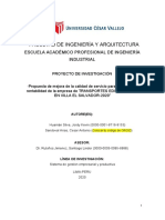 Propuesta de Mejora de La Calidad de Servicio para Aumentar La Rentabilidad de La Empresa de Transportes Edward S.A.C en Villa El Salvador 2020.