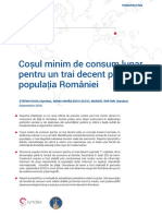 Coșul Minim de Consum Luna Pentru Un Trai Decent Pentru Populatia Romaniei