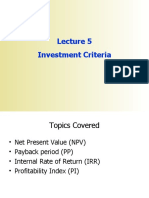 Lecture 5 Investment Criteria E