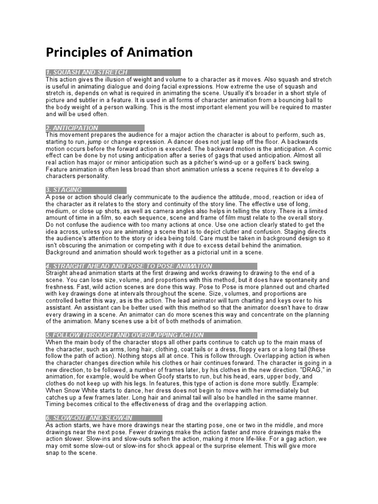 Key Principles of Animation Explained | PDF | Animation | Drawing