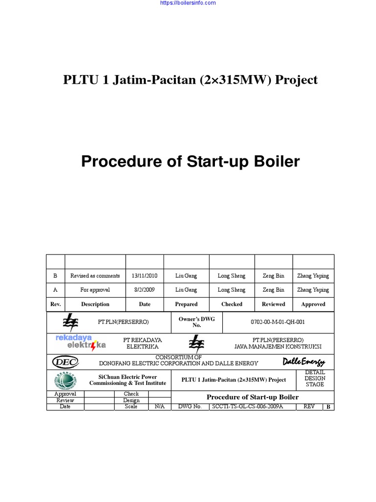 Procedure of StartUp Boiler PDF Boiler Gas Technologies