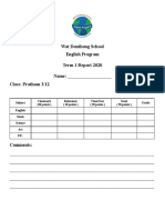 Subject Classwork (20 Points) Behaviour (10 Points) Final Test (20 Points) Total (50 Points) Grade English Math Science Art P.E