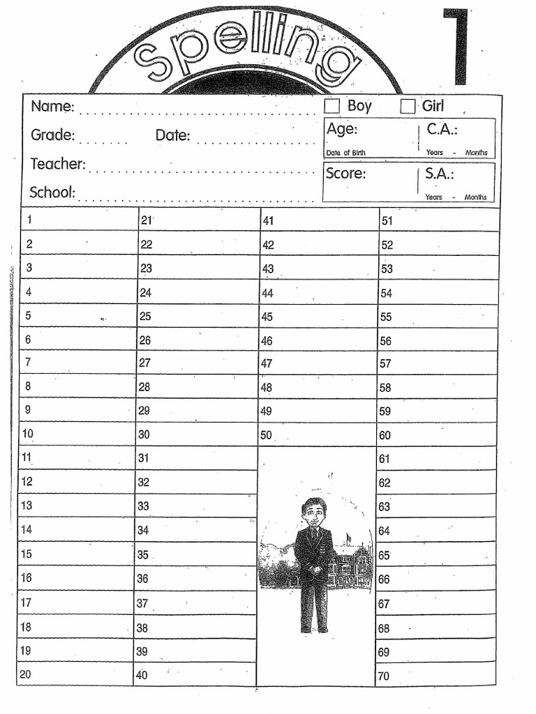 Sa Spelling Test - Spelling Age | PDF