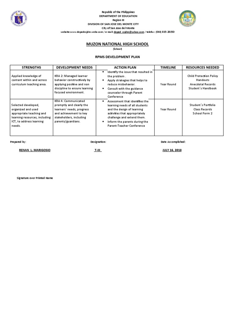 Rpms Development Plan Renan | PDF | Educational Technology | Pedagogy