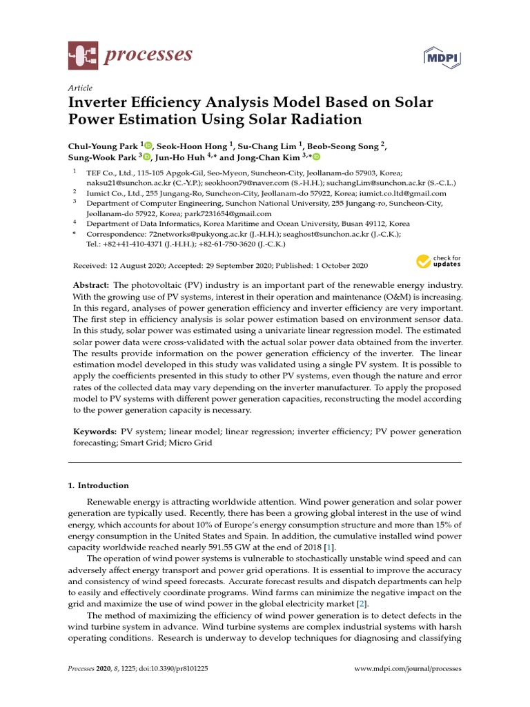 Processes: Inverter E Power Estimation Using Solar Radiation | PDF ...