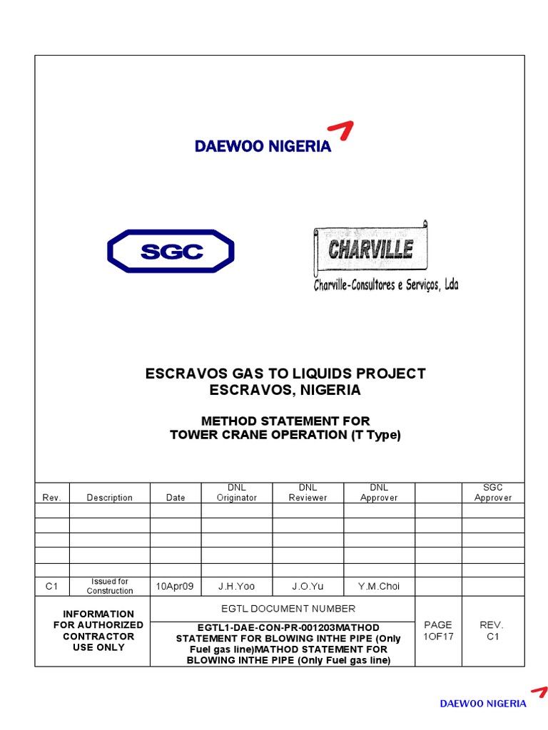 Tower Crane Operation Method Statement | PDF | Crane (Machine ...