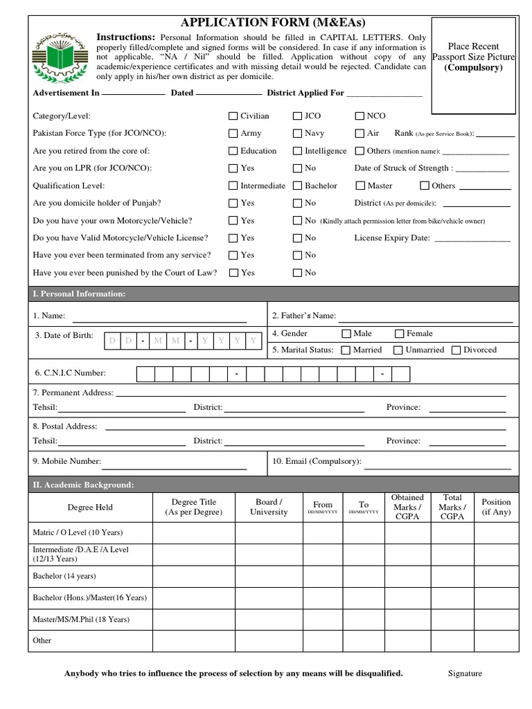 Application Form (M&Eas) : Instructions | PDF | Domicile (Law) | Justice