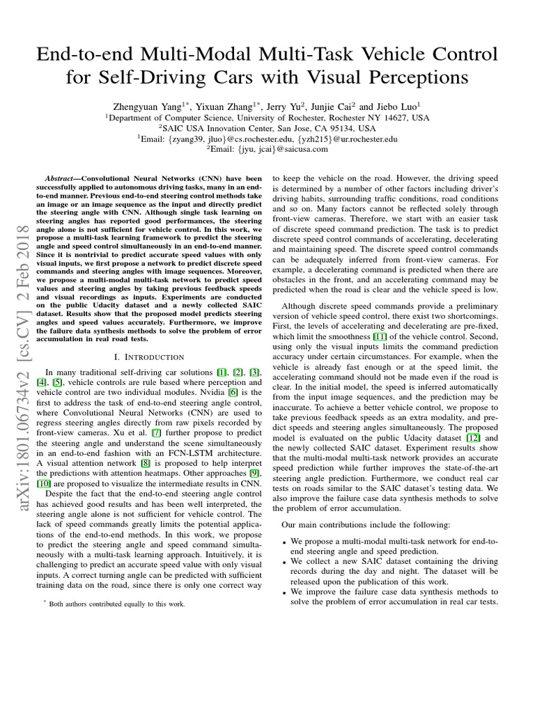 Multi-Task Vehicle Control for Self-Driving | PDF | Prediction ...