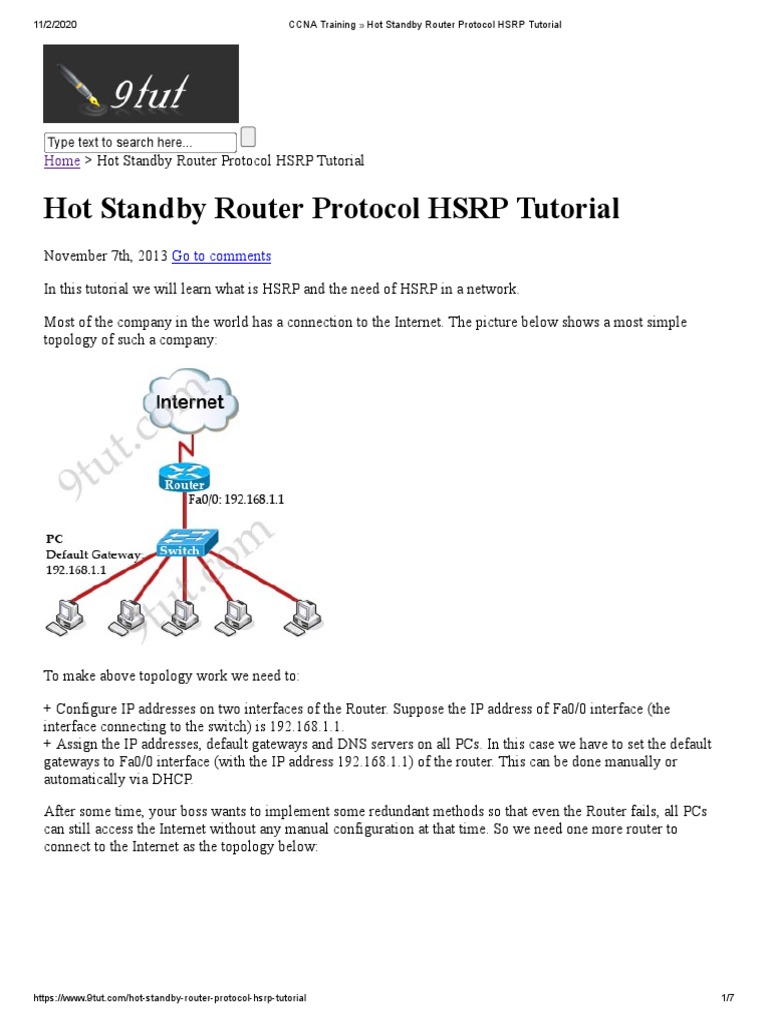 HSRP Networking Tutorial Guide | PDF | Router (Computing) | Ip Address