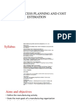 PROCESS PLANNING AND COST ESTIMATION SYLLABUS