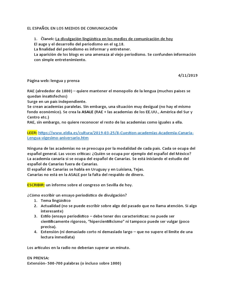 El Español en Los Medios de Comunicación | PDF | Dialecto | España
