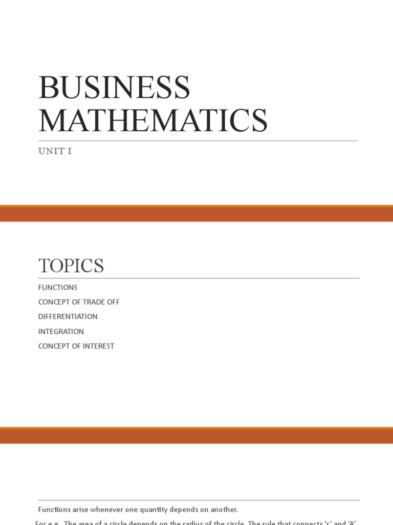 Business Mathematics: Functions & Models | PDF | Trade Off | Derivative