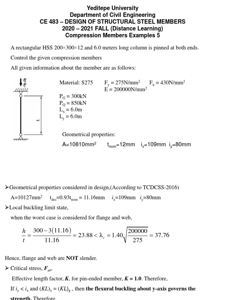 Compression Example 5 | PDF | Buckling | Materials Science