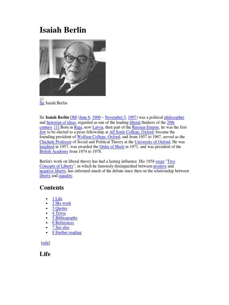 Isaiah Berlin | PDF | Philosophical Theories | Philosophical Movements