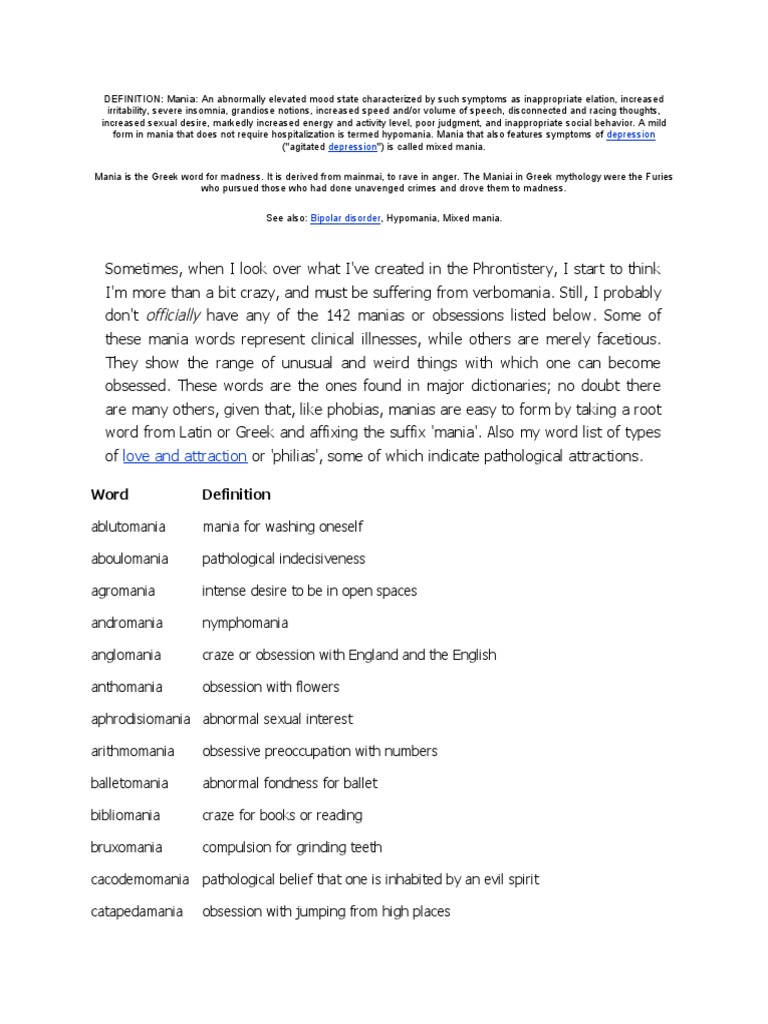 Understanding Types of Mania | PDF | Mania | Bipolar Disorder