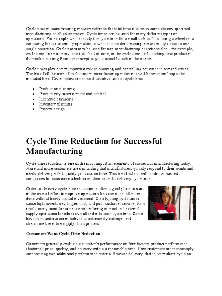 Understanding Cycle Time in Manufacturing | PDF | Lean Manufacturing ...