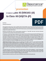 Letter of From Class-XI (VIKAAS-JA) To Class-XII (VIJETA-JP)