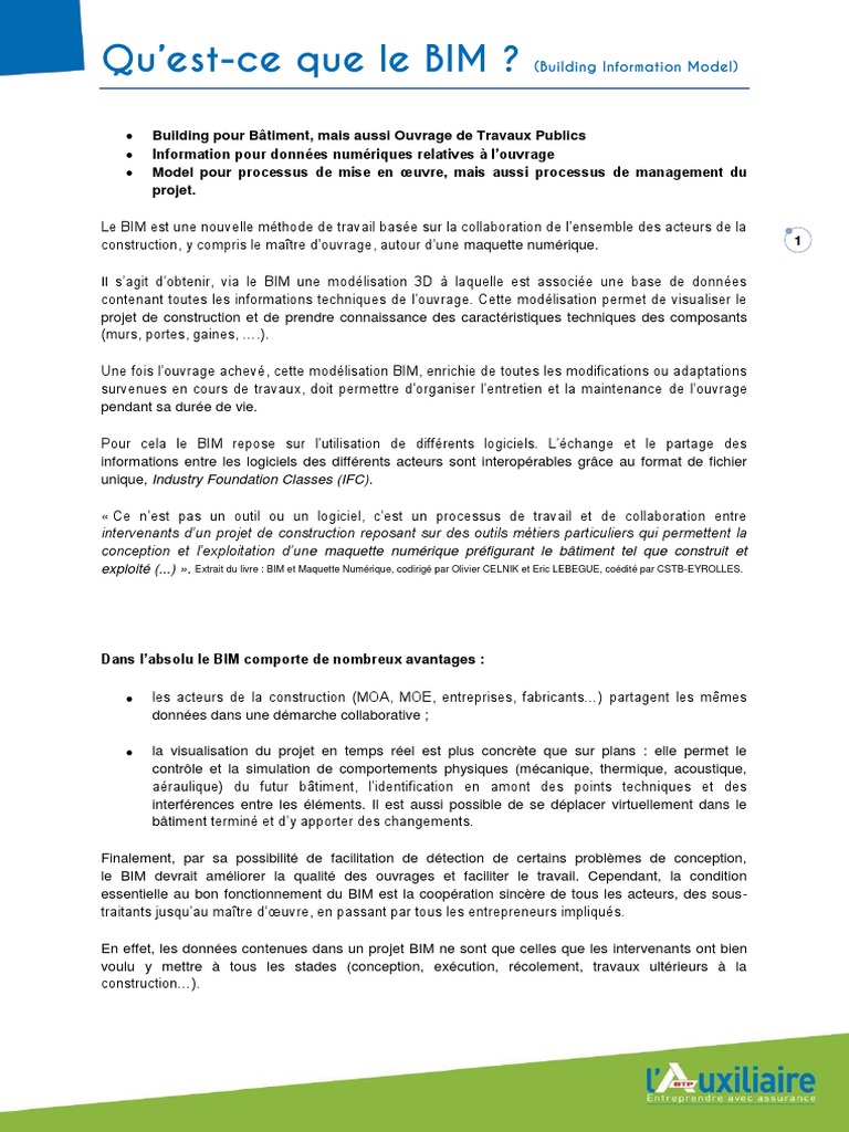 Comprendre le BIM : Avantages et enjeux | PDF | Building information ...