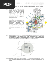 Parameters of Site Selection and Analysis