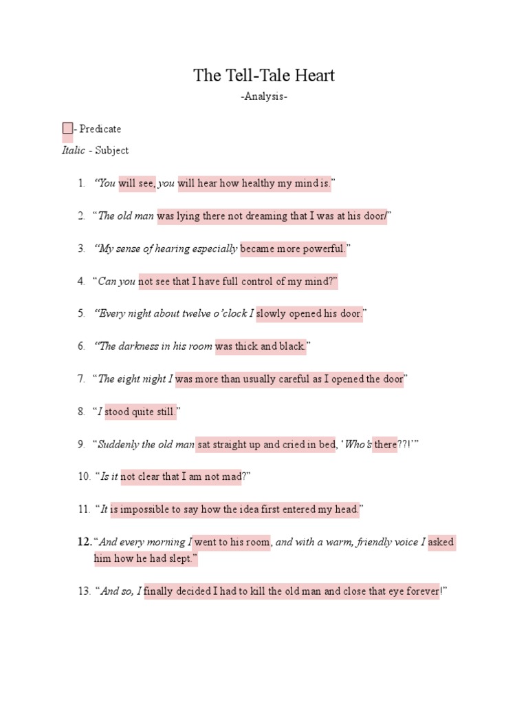 The TellTale Heart PDF Sentence (Linguistics) Predicate (Grammar)