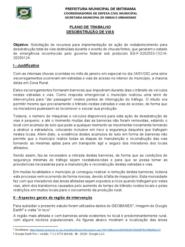 Estradas Plano De Trabalho | PDF | Tráfego | Transporte Rodoviário