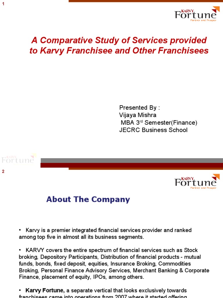 Karvy Franchisee Service Comparison | PDF | Franchising | Stocks