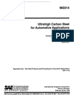 Ultrahigh Carbon Steel For Automotive Applications: Sa E Technical Paper Series