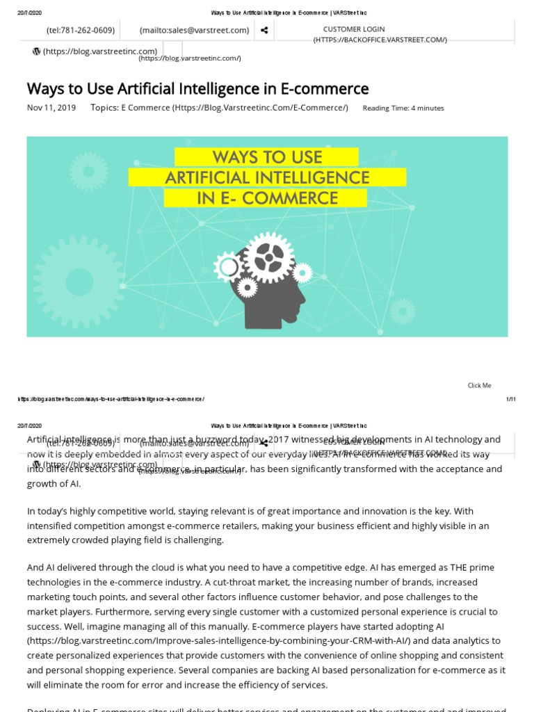 Ways To Use Artificial Intelligence in E-Commerce - VARStreet Inc | PDF ...