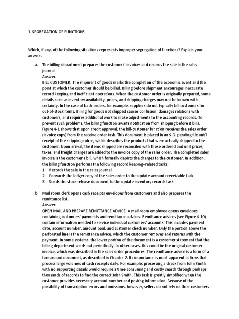 Segregation of Functions in Accounting | PDF | Cheque | Receipt