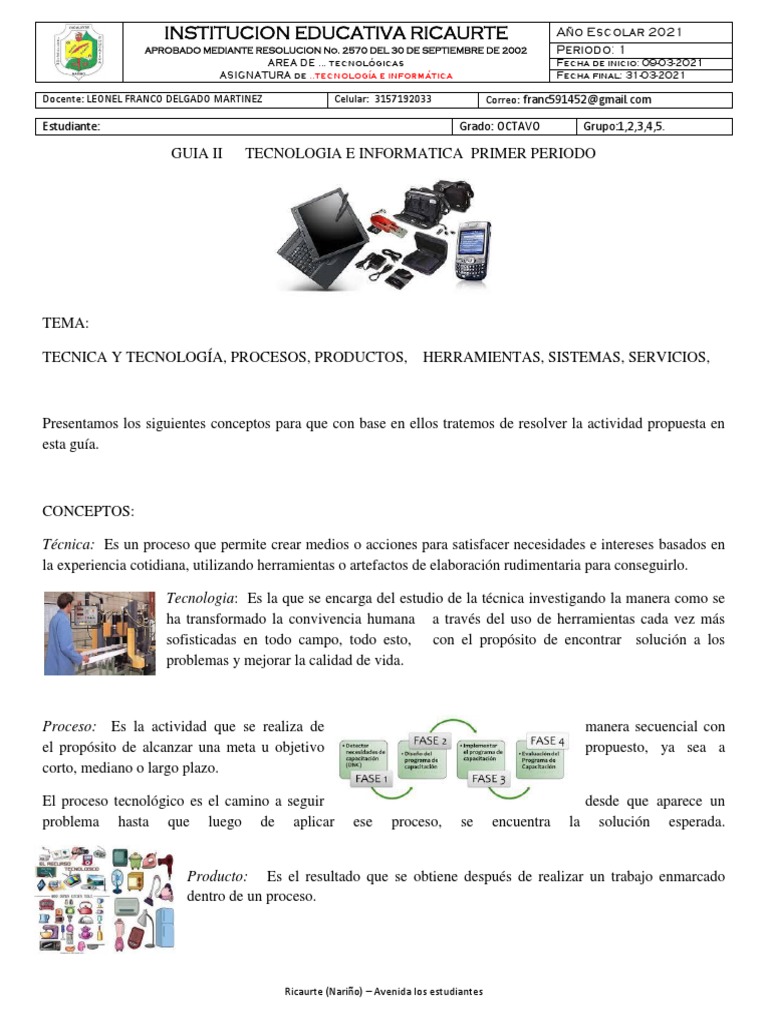 Guía de Informática para Octavo Grado | PDF | Herramientas | Informática