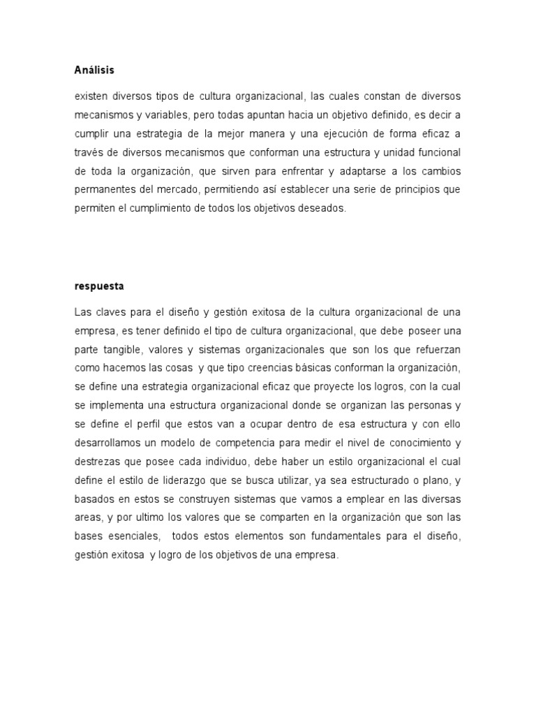 Taller Cultura Organizacional | PDF | Crecimiento personal y ...