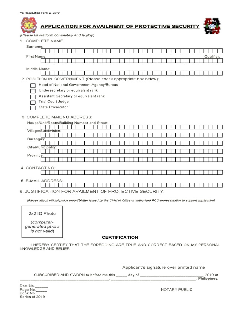 PS Application for Protective Security | PDF | Law